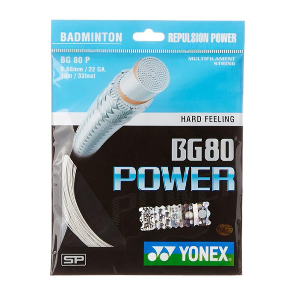 Yonex BG80 Power Badminton Strings, 0.68mm (White)