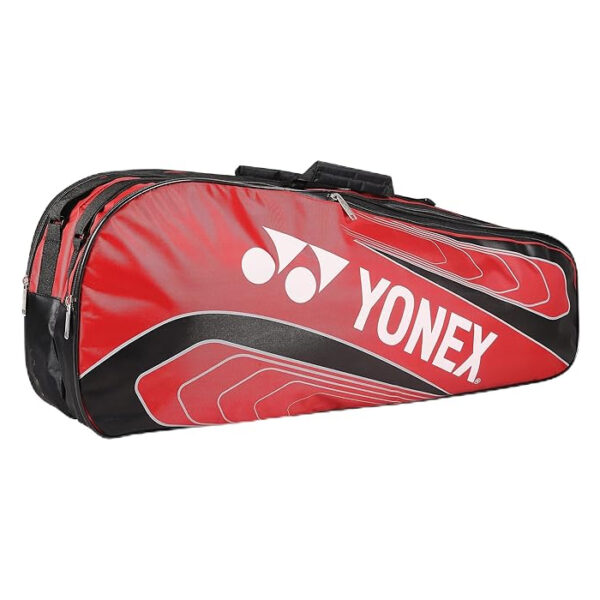 YONEX Badminton Kitbag BT5 | Model 23025 | 2 Zipper Compartment for Storage of 3 Rackets and Clothes| Color Red Black